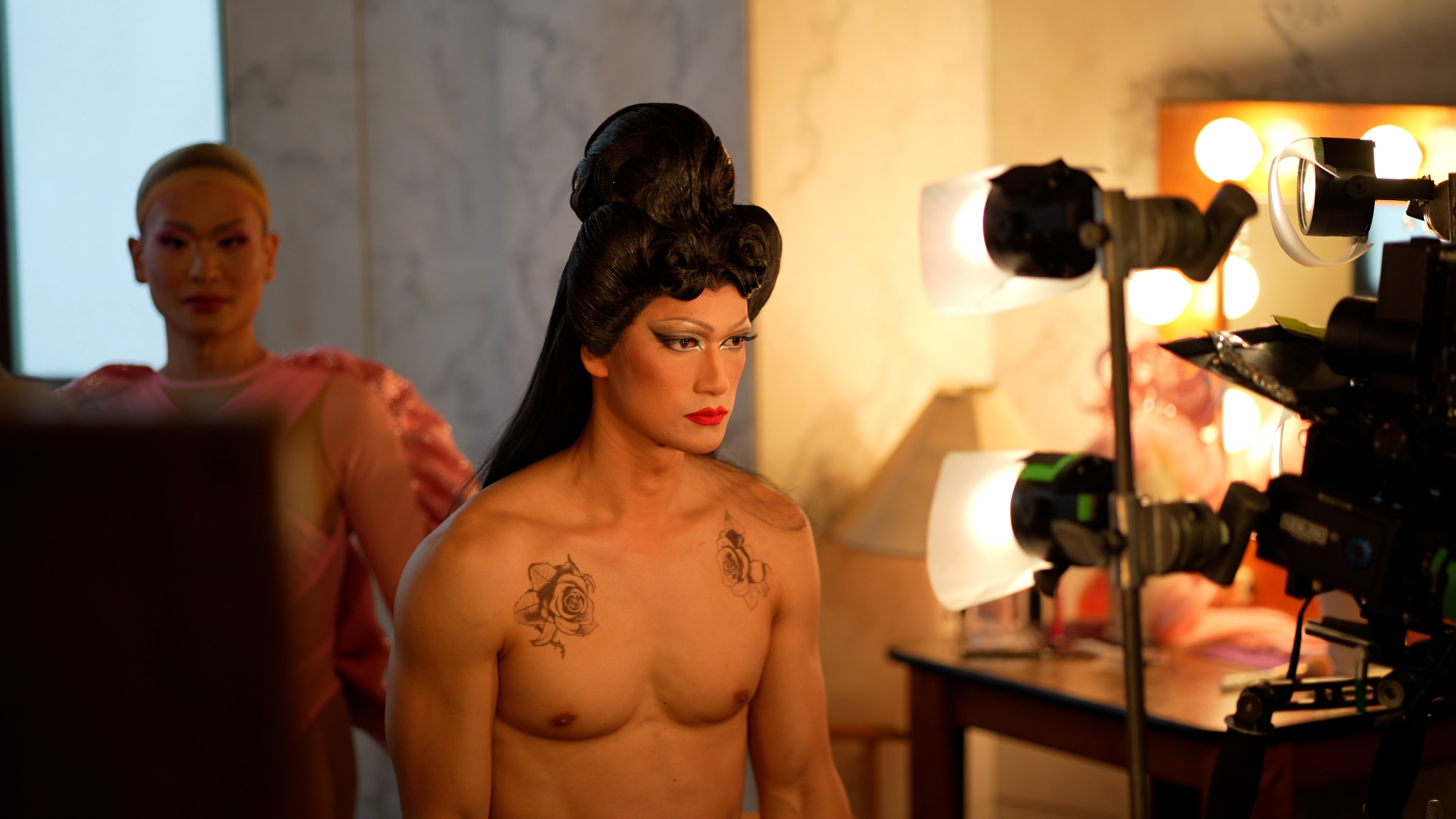 Camera setup with performers behind the scenes on Shimmer.