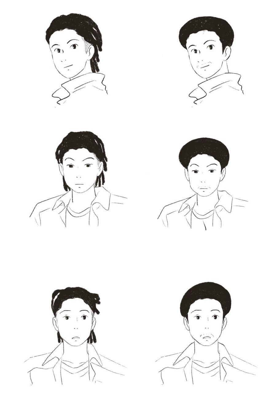 Early hairstyle explorations for Gordon.